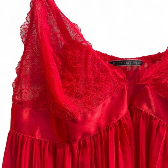 Victoria's Secret Red Silk & Lace Babydoll Dress - Picture 3 of 6